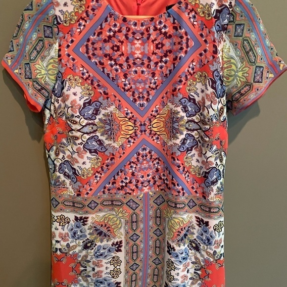 Lulus Sangria Coral Pink Tile Print Shift Dress in Multi‎ Size Extra Small - Picture 5 of 8